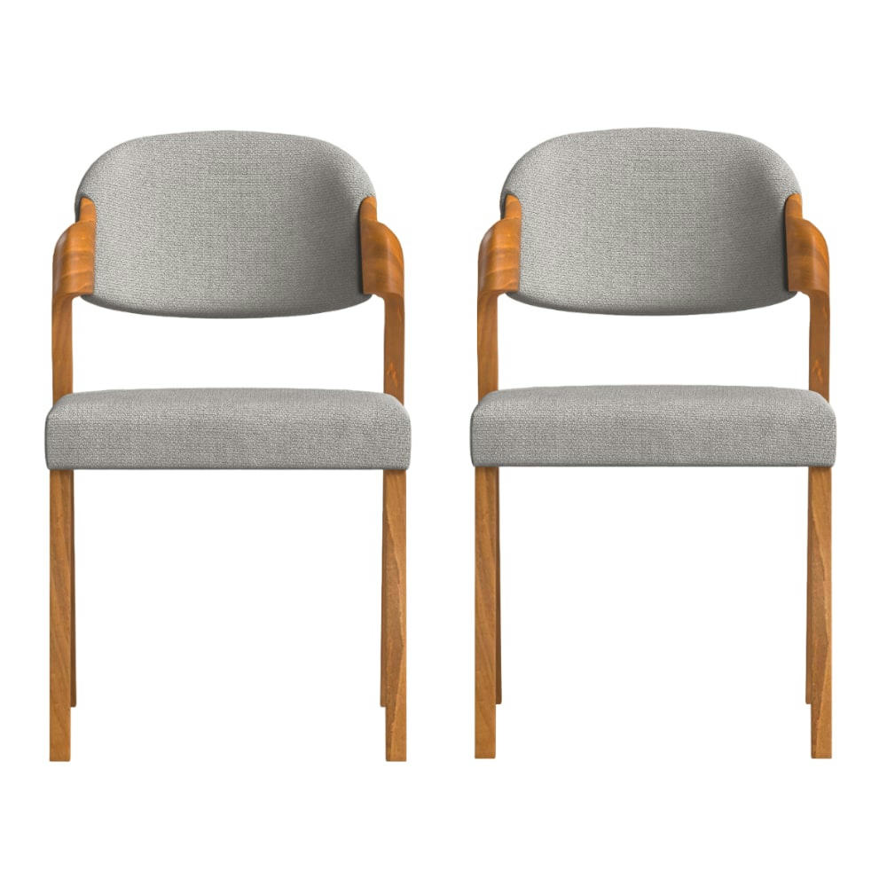 CELA - 2 Chaises en tissu recyclé fabriqué à la main en couleur gris