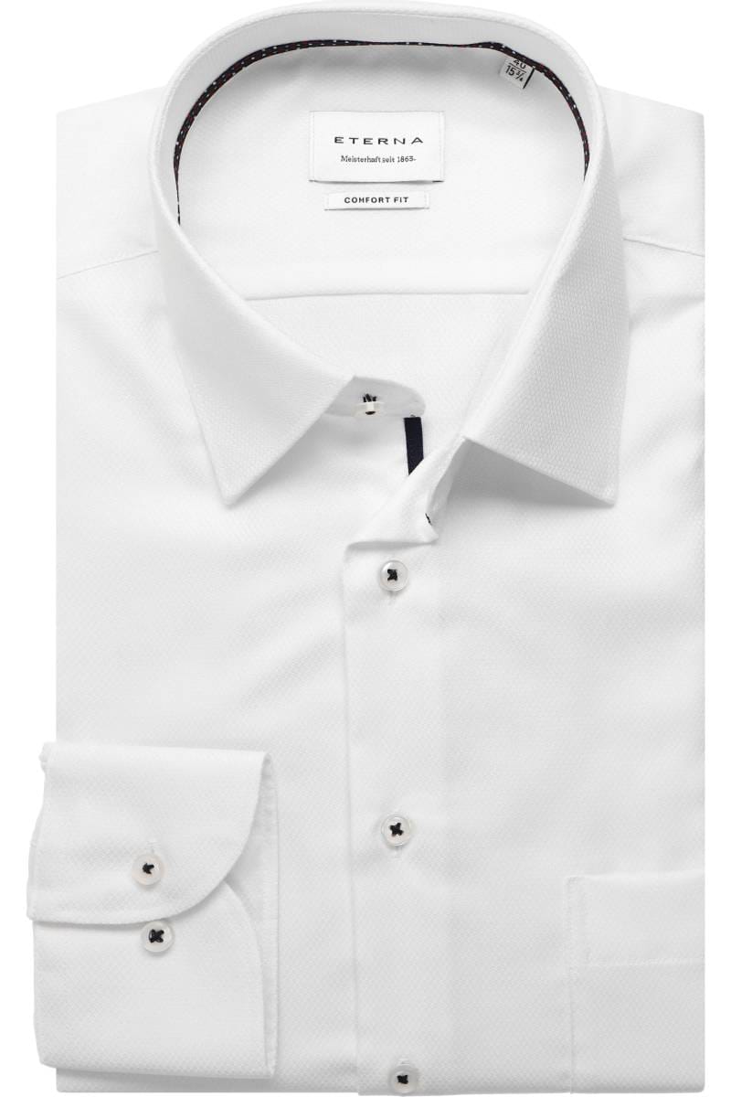 ETERNA Comfort Fit Hemd weiss, Strukturiert (super langer Arm)