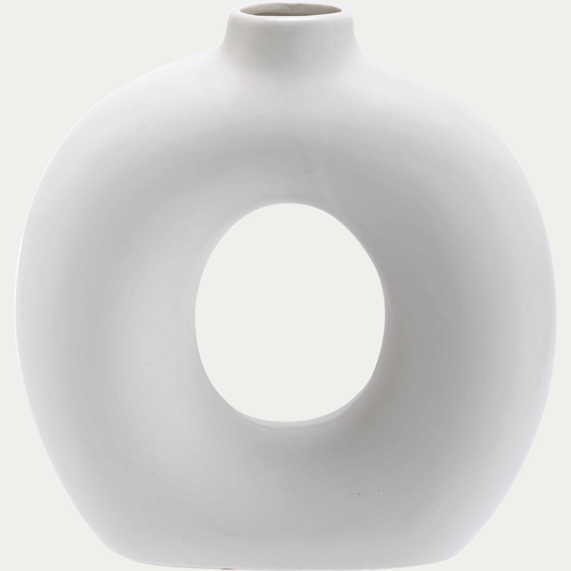 LEUCATE - Vase à trou contemporain en dolomite H25cm - blanc