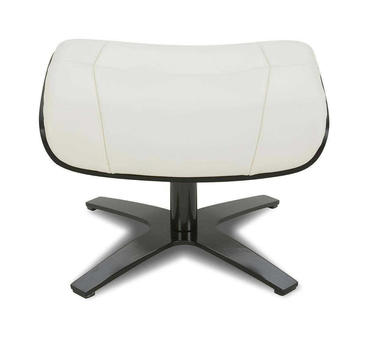 NAOS - Pouf en cuir et chêne noir - Cuir Blanc