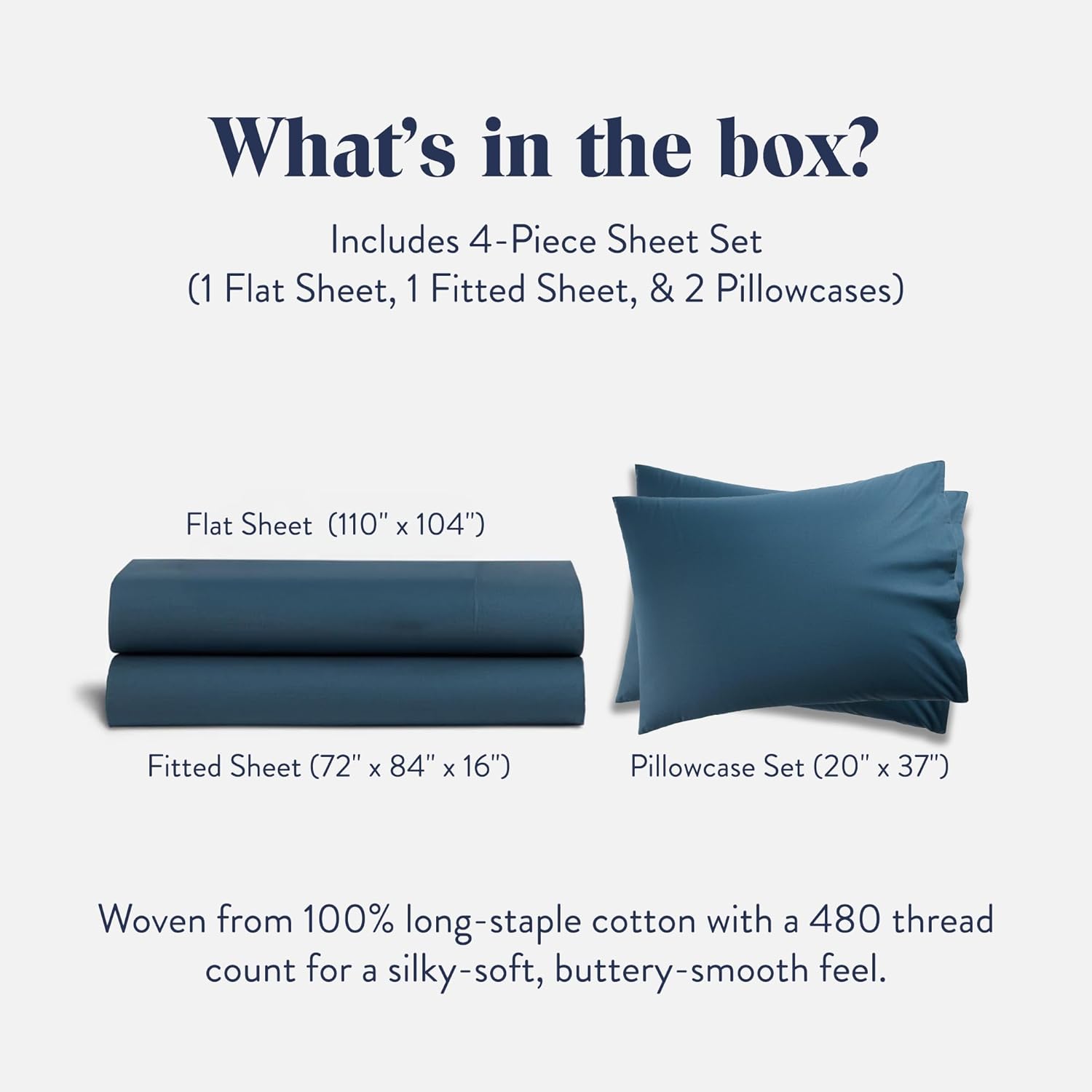 Brooklinen Luxury Sateen Duvet Cover - 100% Cotton, King/California King Size in Abyss Blue with Extra-Long Corner Ties and Button Closure - Best King/Cali King Duvet Covers