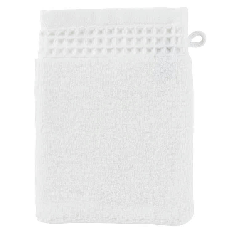 SOURCE - Gant de toilette bouclette de coton bio bouclette uni blanc 15x21