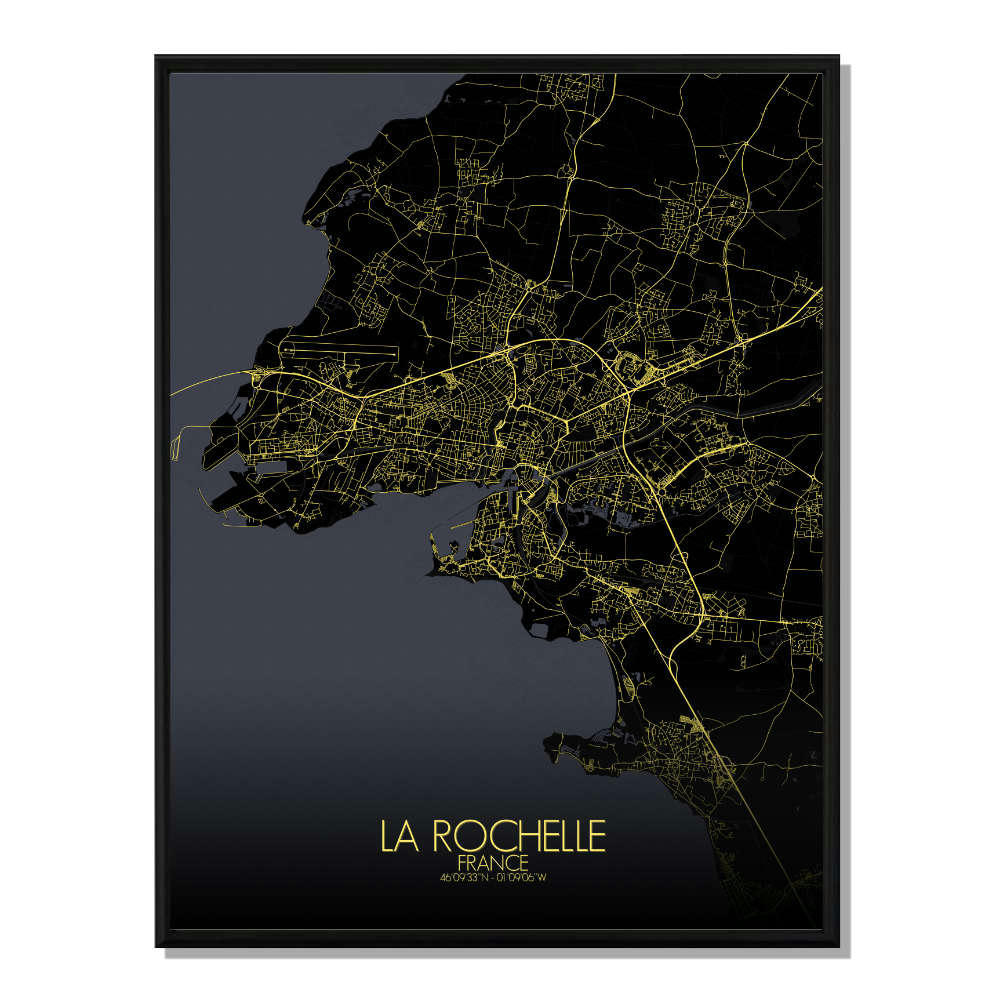 - Affiche La Rochelle Carte Nuit 40x50