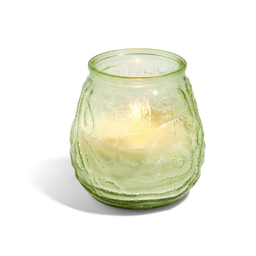 Bougie citronnelle verre relief Ø9xH10cm (2 modèles)