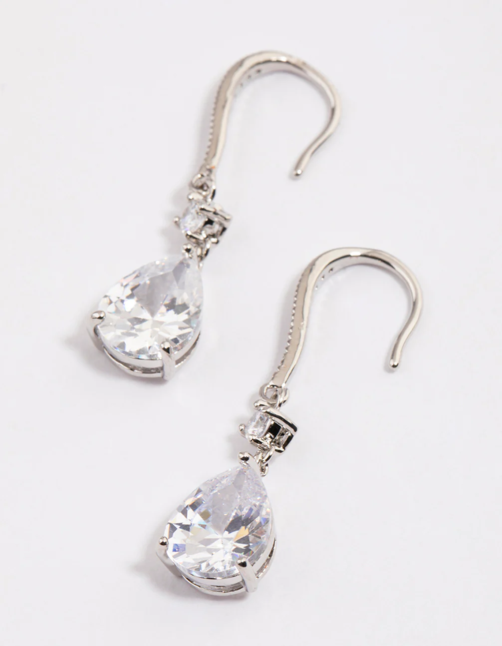 Silver Pear Cubic Zirconia Earrings