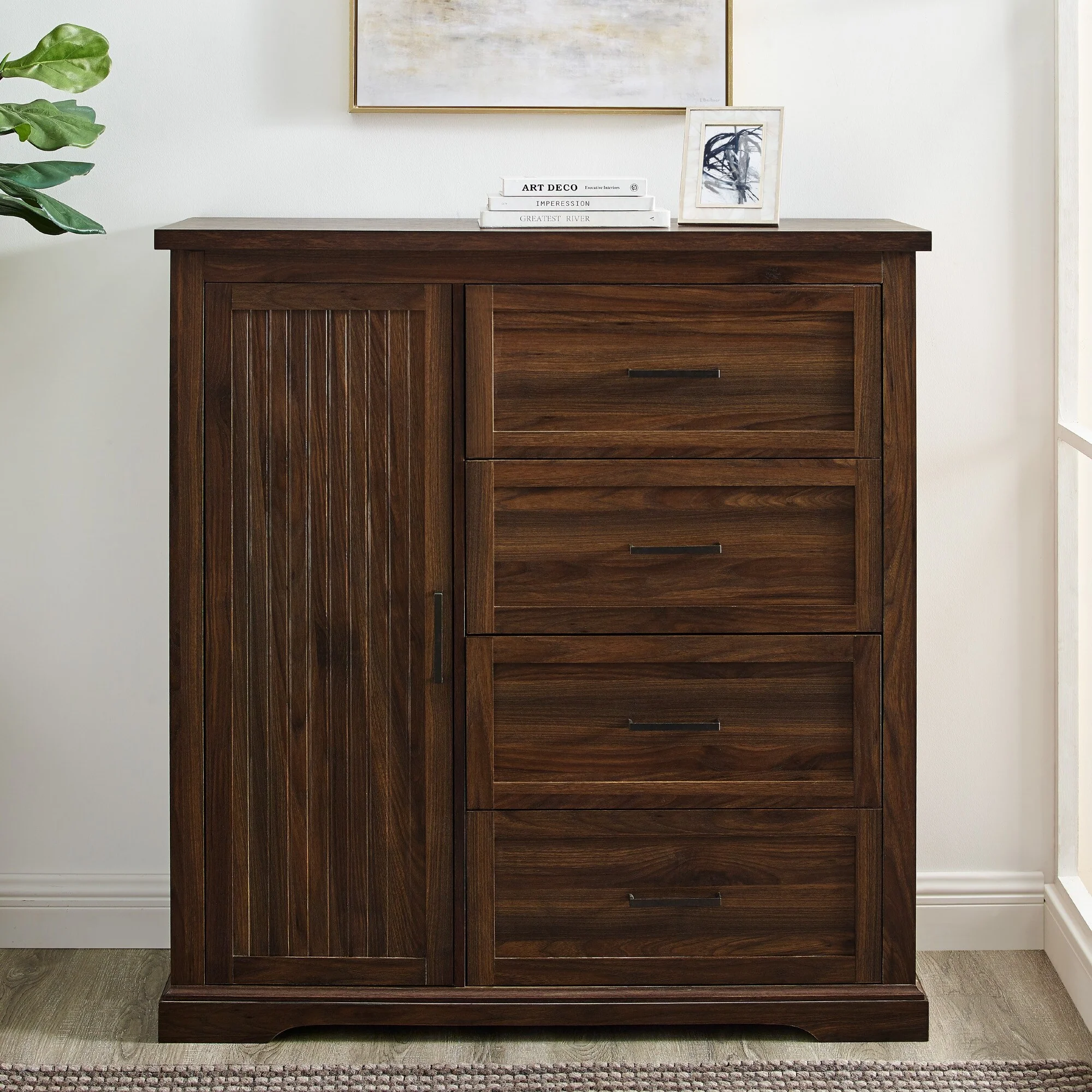 Middlebrook Groove Door 4-Drawer Wardrobe Armoire