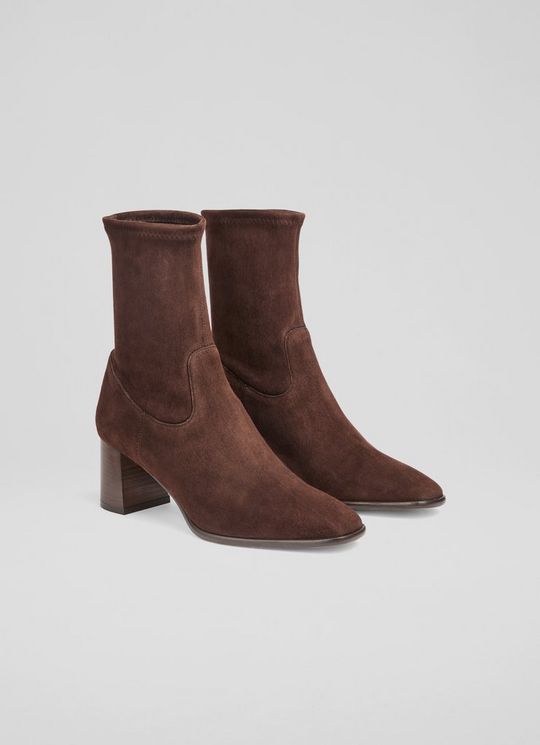 Harp Espresso Block Heel Stretch Ankle Boot