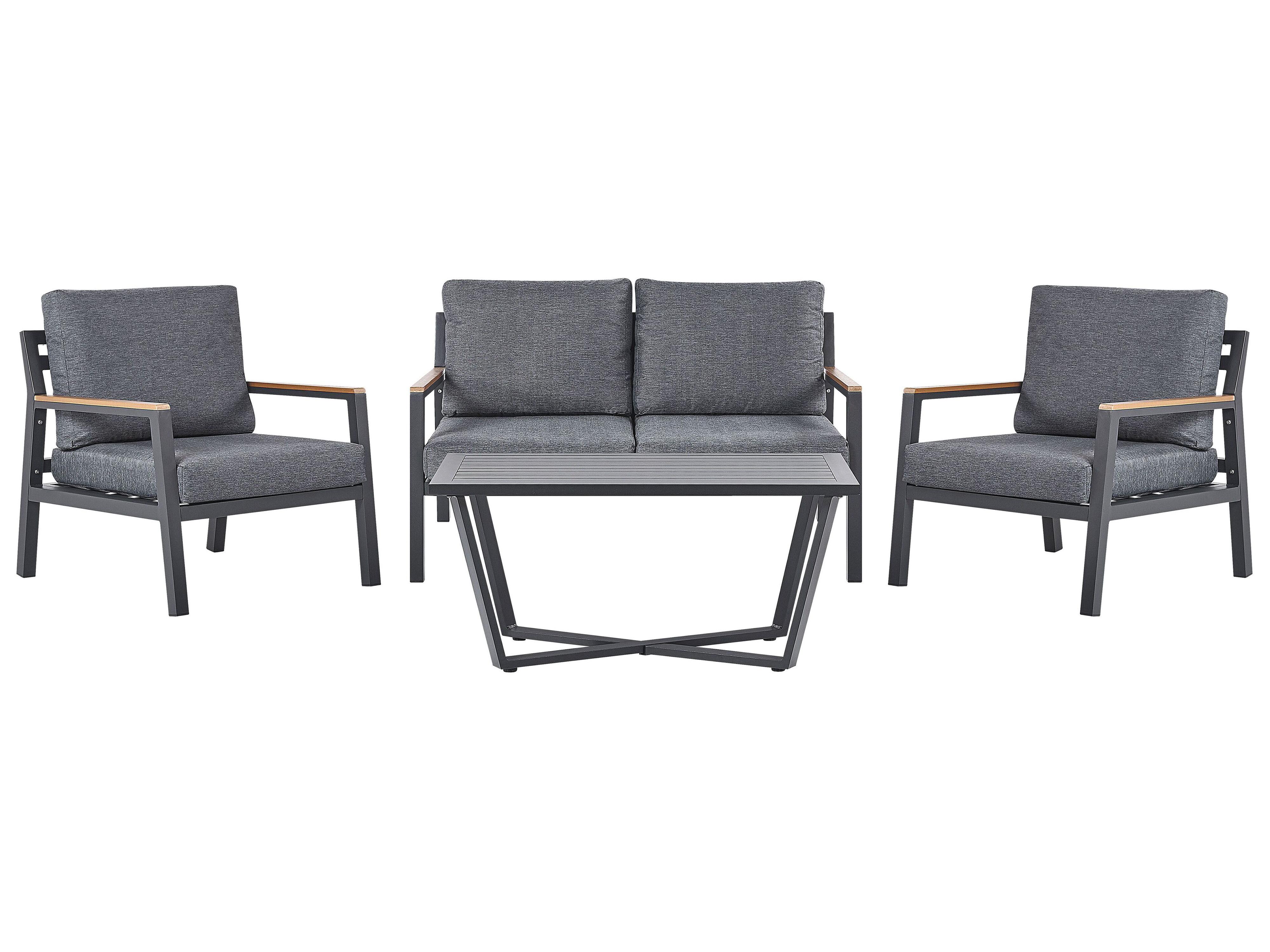 Garden Lounge Set with Table 4 Seater DELIA Metal Grey