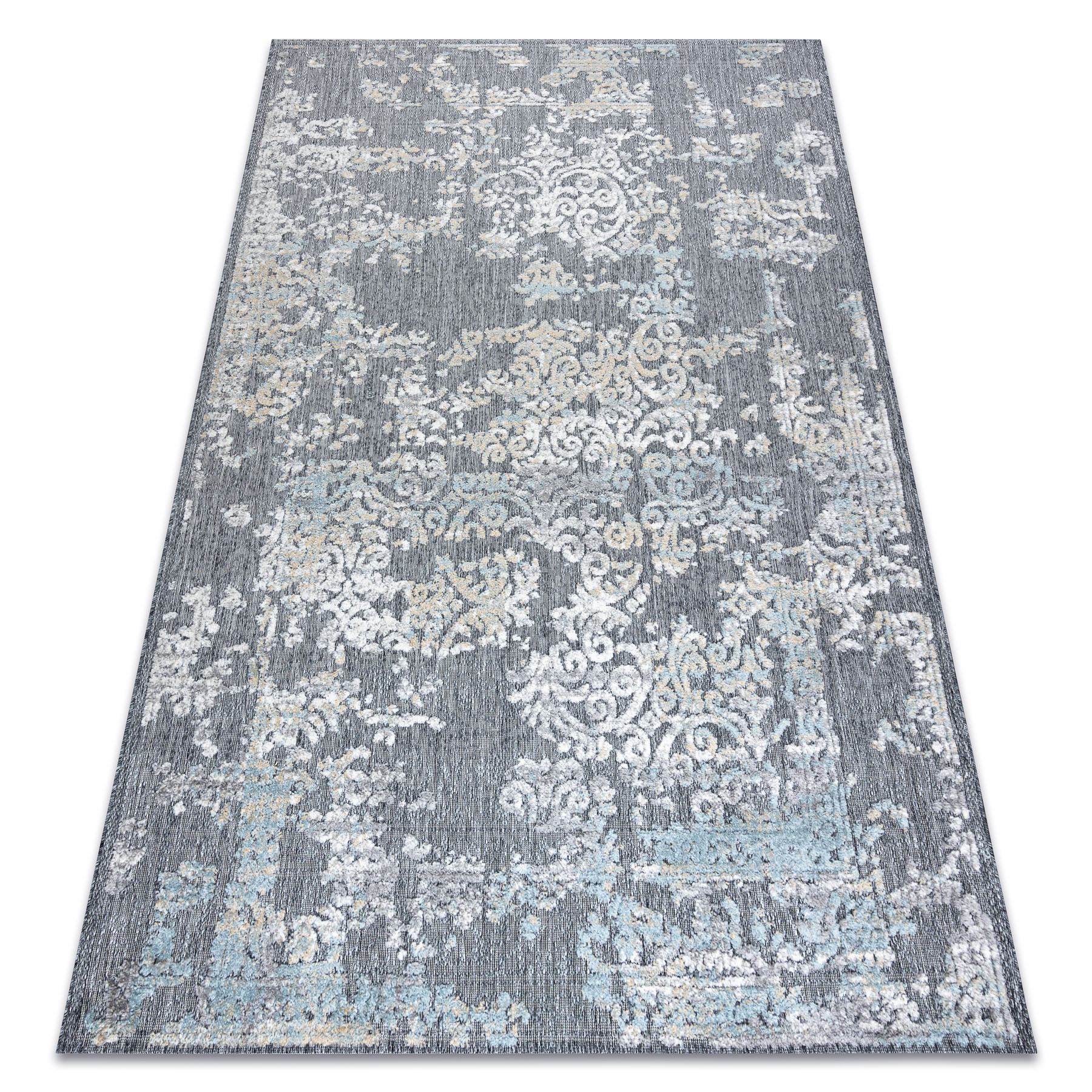 Dywan Strukturalny SOLE D3812 Ornament - płasko tkany szary / 80x150 cm