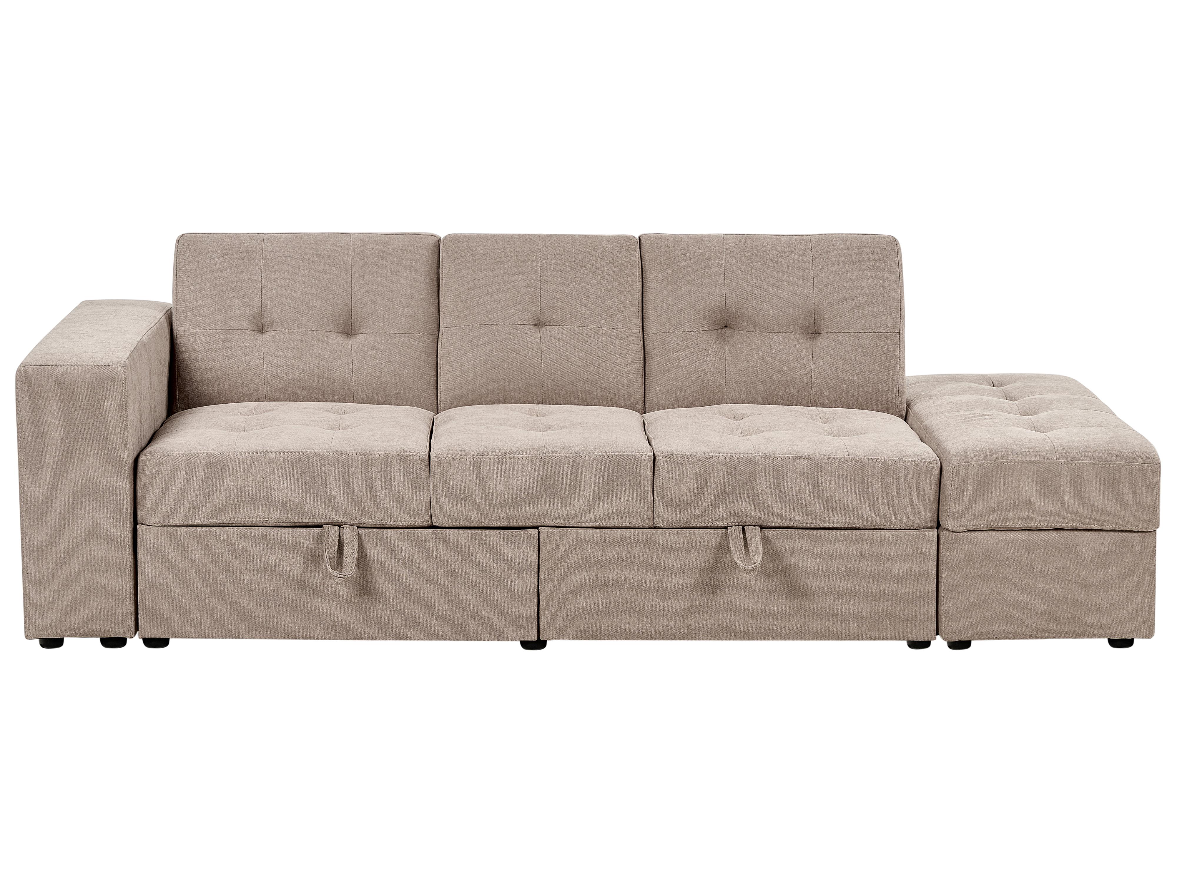 Sofa Bed 3 Seater FALSTER Fabric Light Brown with Storage