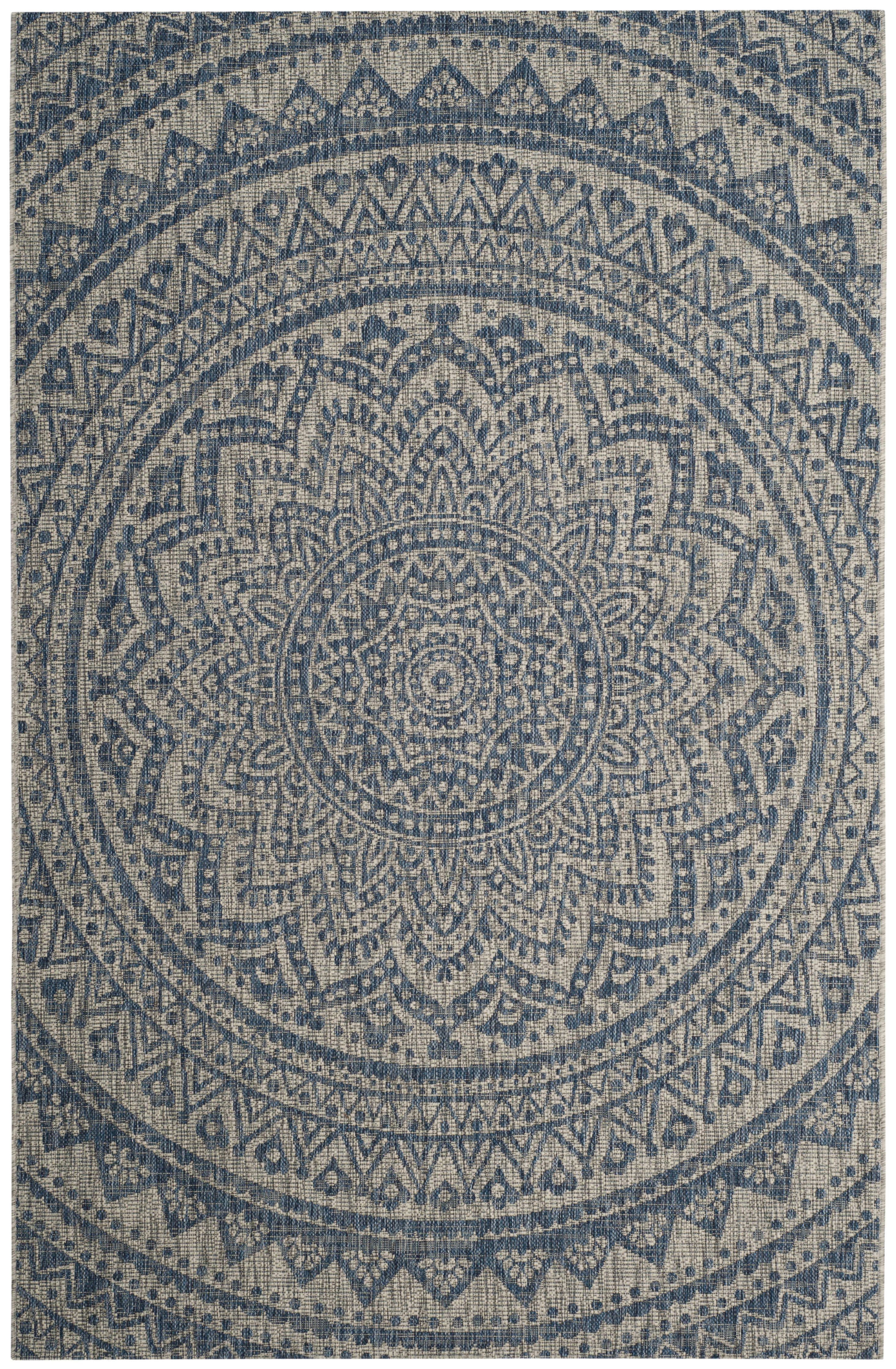 COURTYARD - Tapis interieur & exterieur en gris clair & bleu, 79 x 152 cm