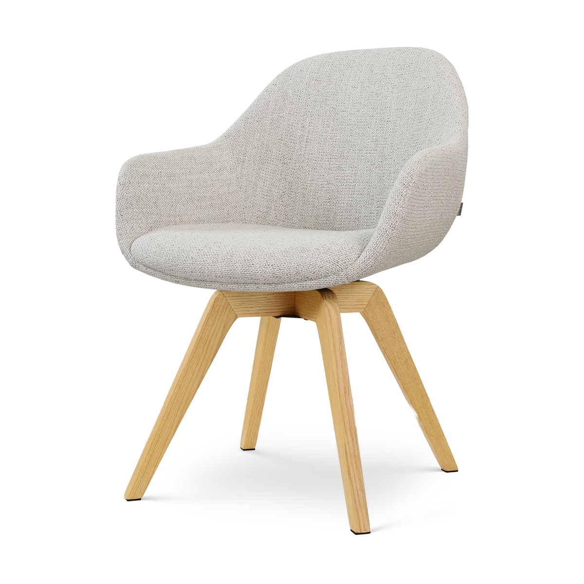 Nolon Noor-Mae draaibare eetkamerstoel beige gemêleerd - houten onderstel