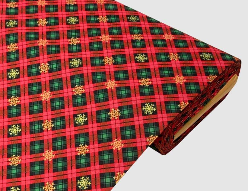 Dekostoff Karo Rot, Gold