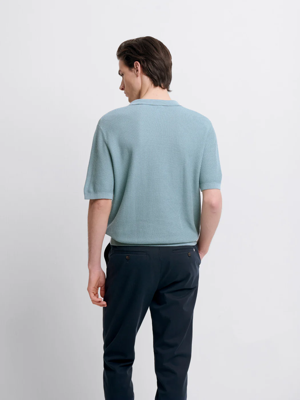 Polo maille col ouvert en coton bio