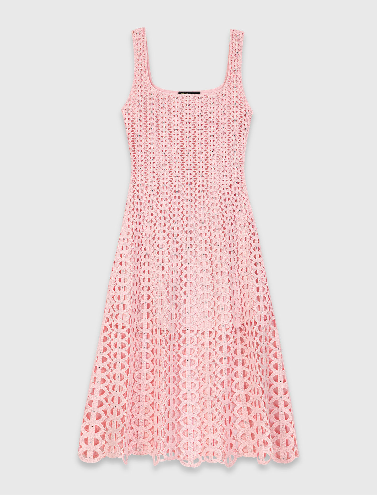 Robe midi en crochet strassé