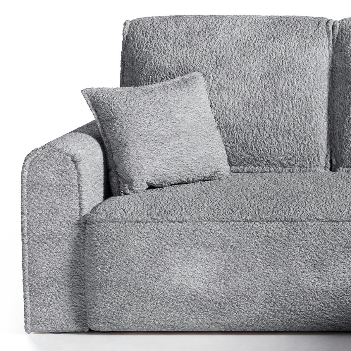 - Canapé d'angle réversible convertible 4 places coffre bouclé gris