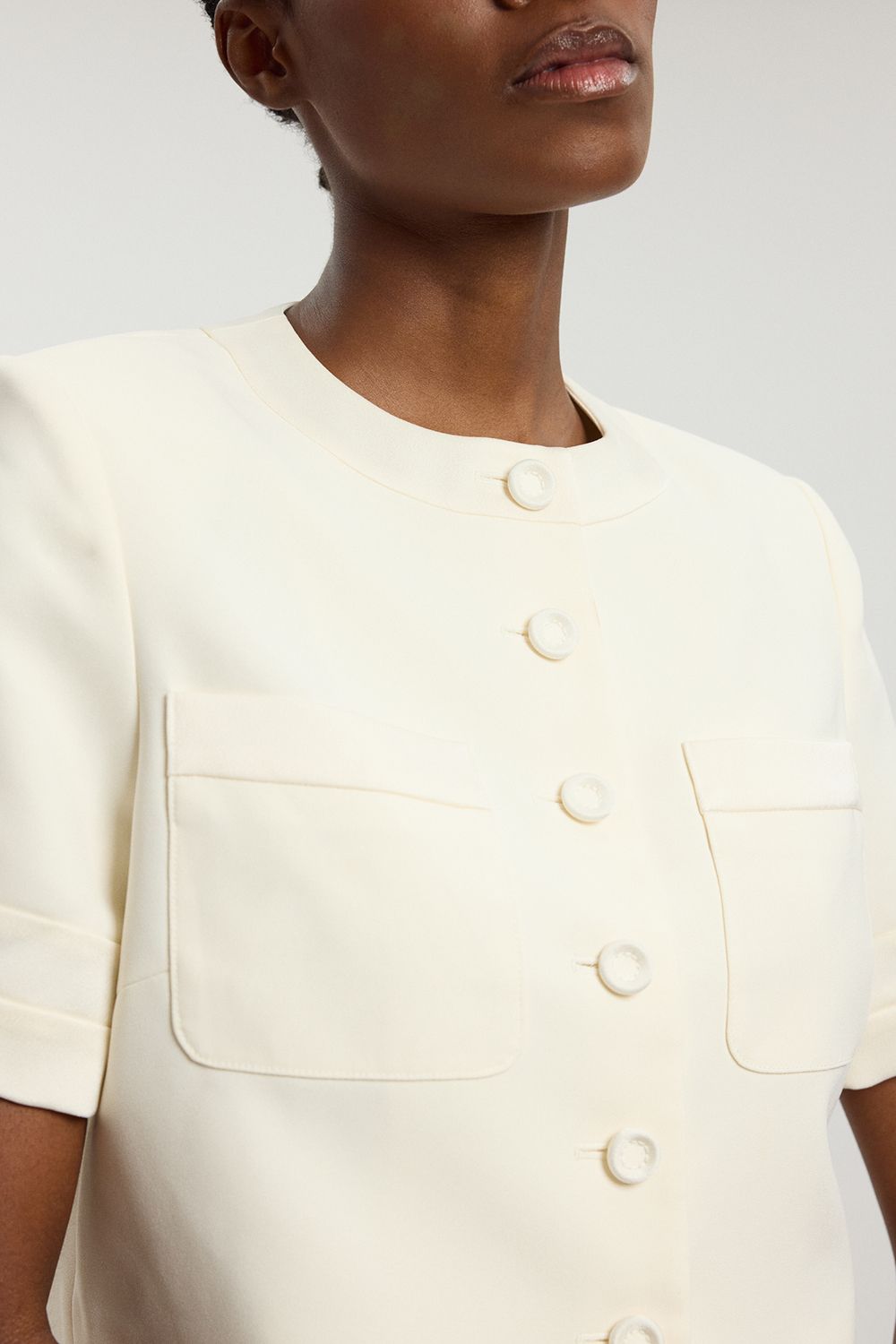 KarenMillen Petite Satin Tux Short Sleeve Tailored Jacket