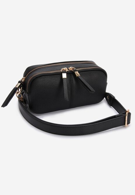 Womens Black Faux Leather Mini Camera Bag