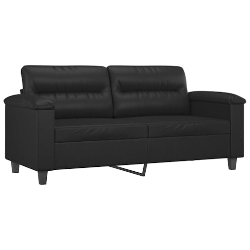 NNEVL 3 Piece Sofa Set with Pillows Black Faux Leather