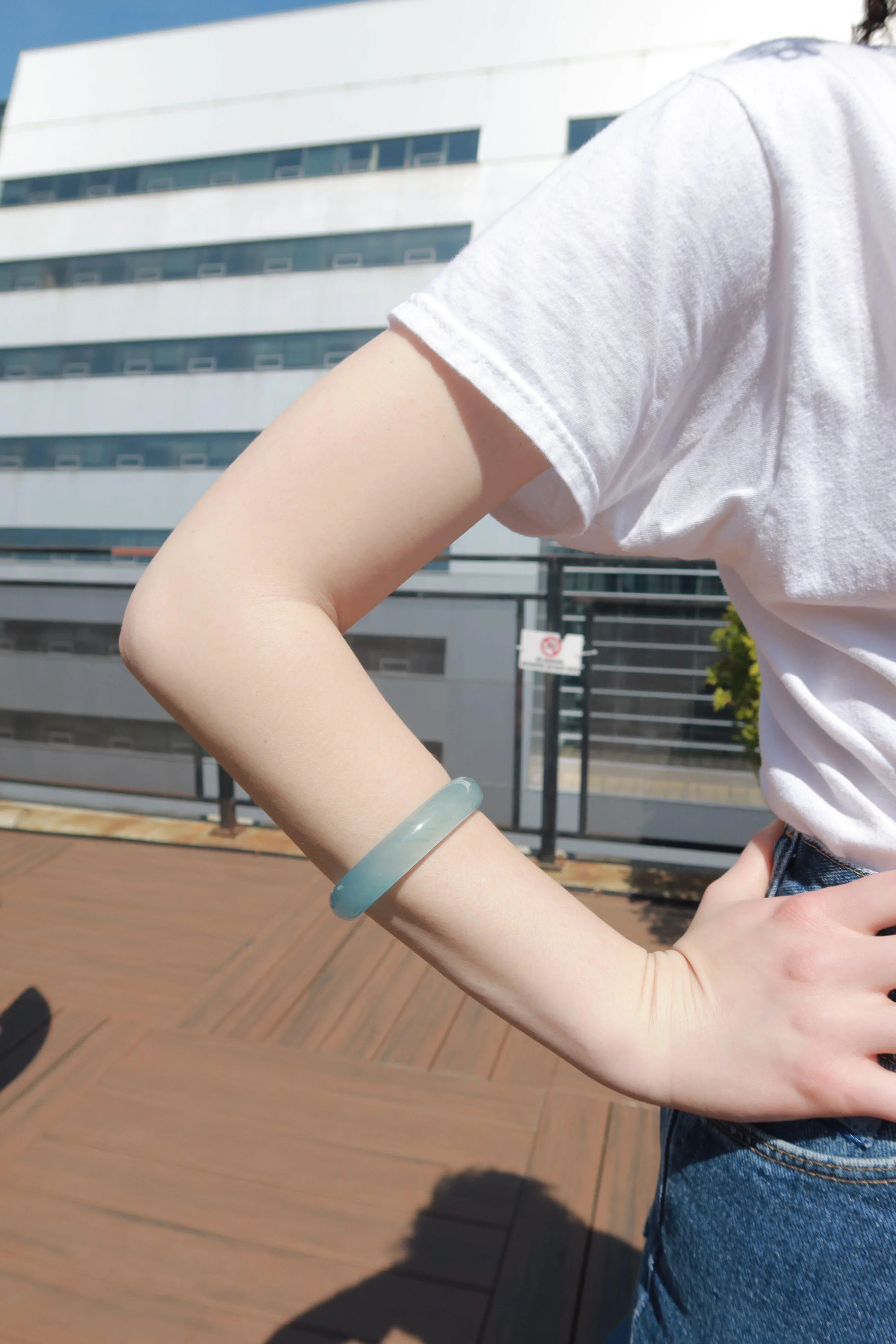 Silk Collection | Pool — Blue Jade Stone Bangle