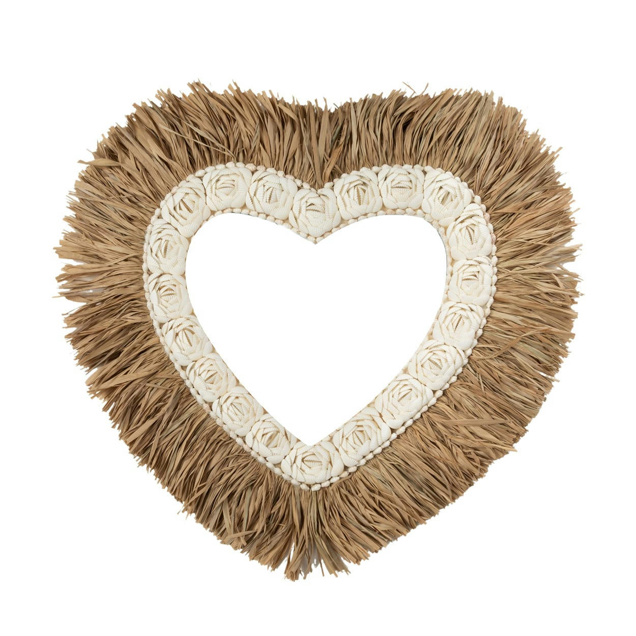 RAFFIA SHELL - Décoration murale en raphia et coquillage naturel blanc