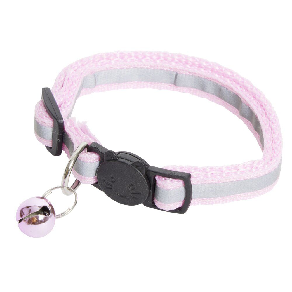 Collier pour chat réfléchissant ajustable avec clochette L30cm (4 modèles)