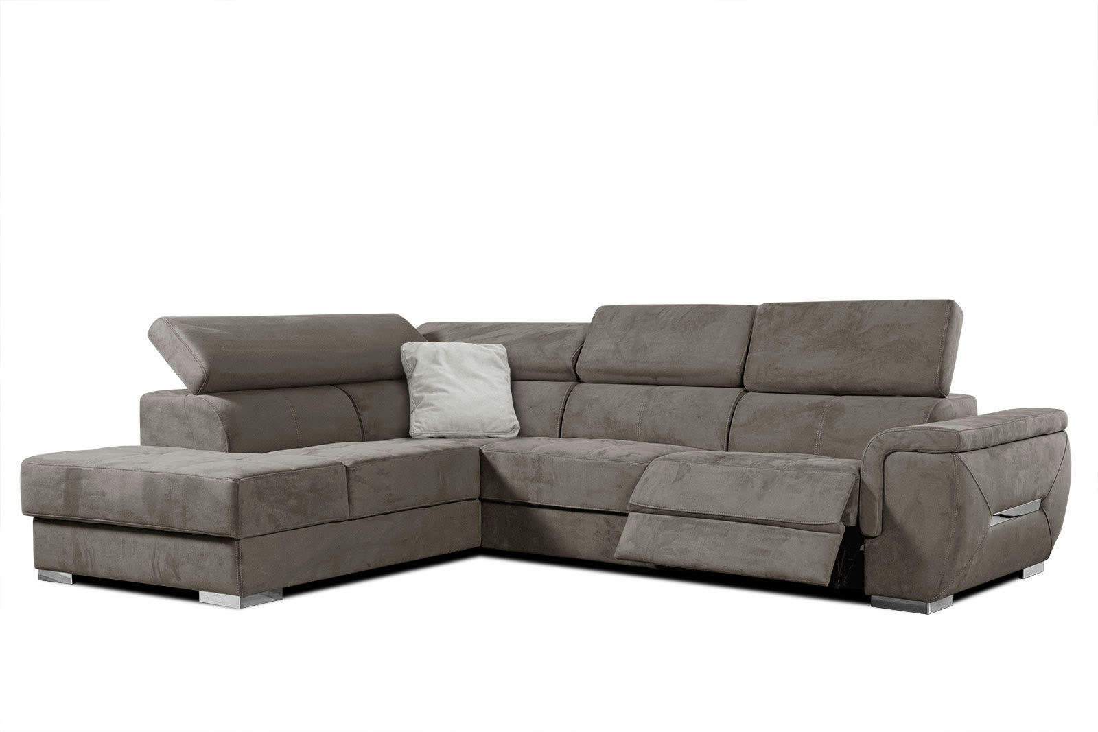 KELTE - Canapé d'angle gauche 5 places avec une relaxation tissu beige foncé