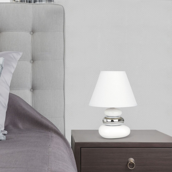 Lampa stołowa z abażurem biała Salem 1xE14x40W wys:25cm Rabalux