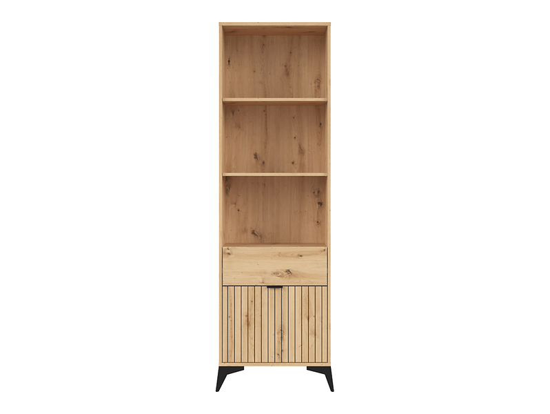 Regał Lamea 60 cm z drzwiami szufladą i 3 półkami dąb artisan