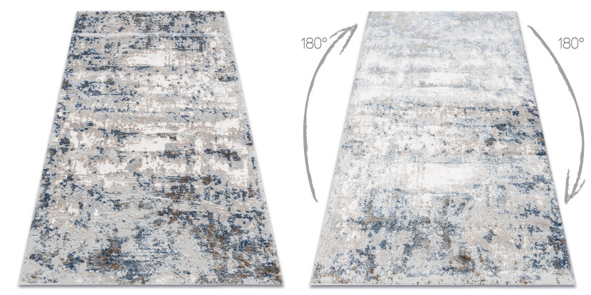 Dywan AKRYL VALS 8121 Abstrakcja przecierany szary / niebieski70x140 cm