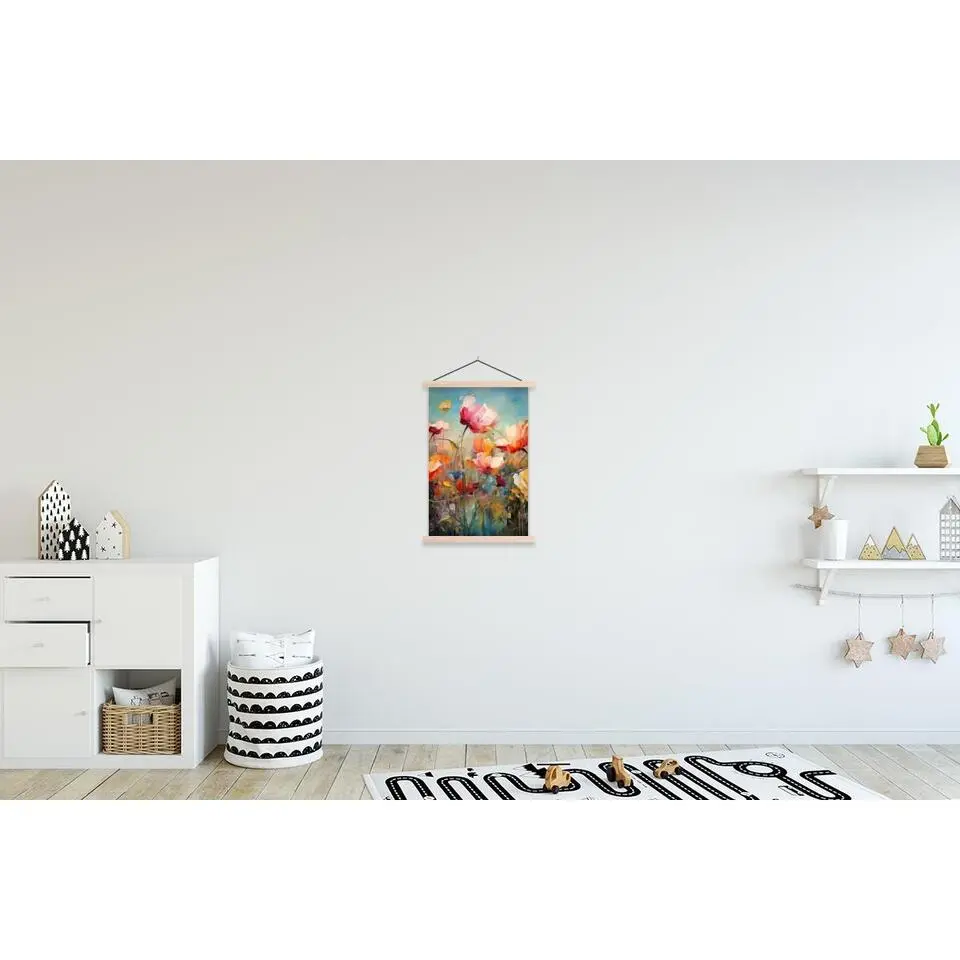 MuchoWow - Schoolplaat/ wandhanger - Bloemen - Watercolor - Kunst - Bo