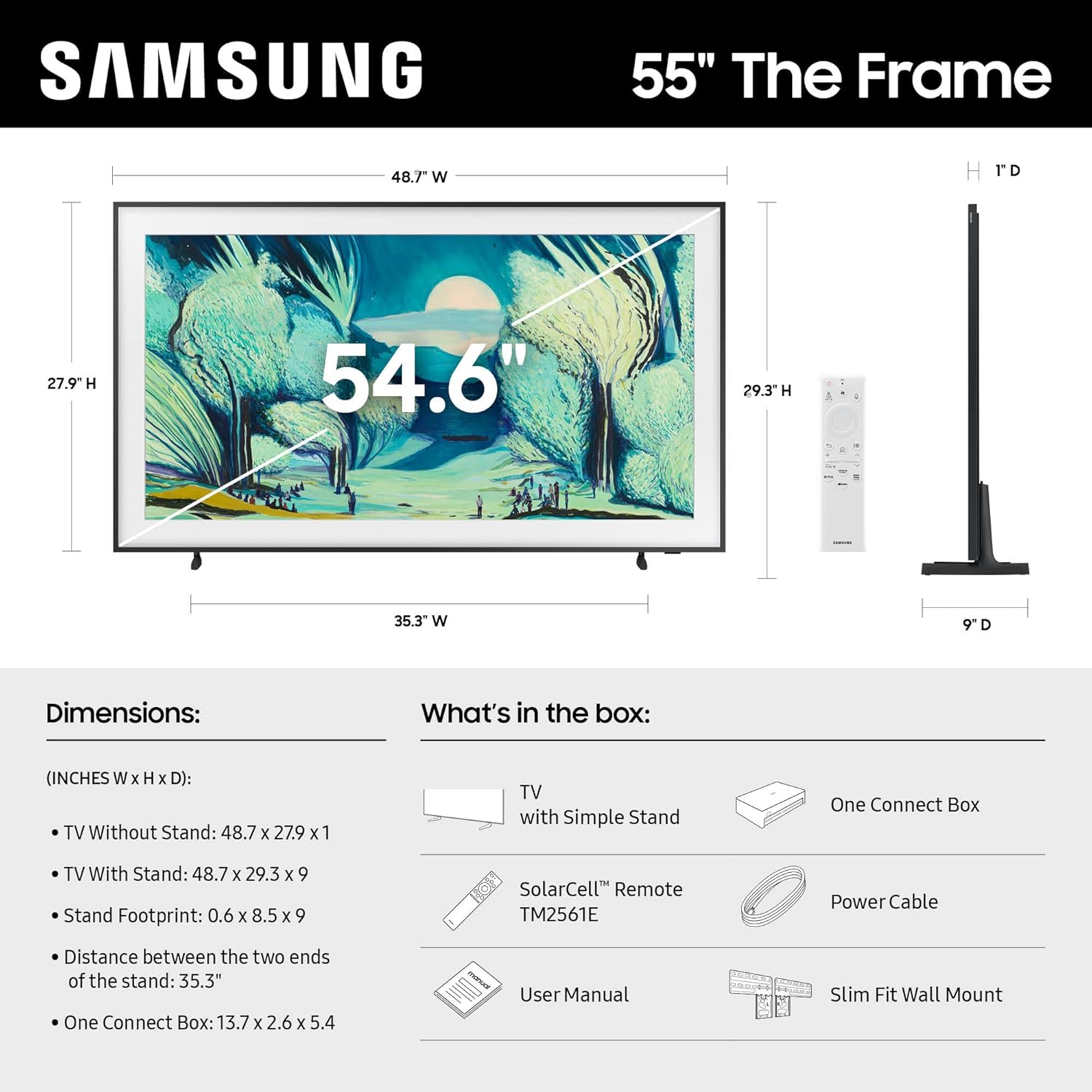 Samsung 55-Inch Class The Frame LS03F 4K QLED Smart TV (2025 Model) Slim Fit Wall Mount  Modern Frame Design  NQ4 AI Gen2 Processor  Art Mode  Artful Picture Quality  Samsung Vision AI  Alexa Built-in