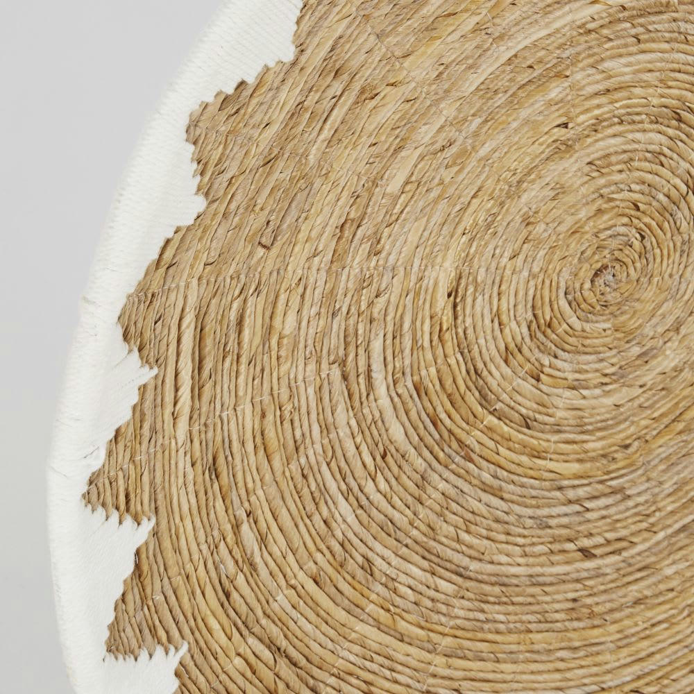 STRADIA - Déco murale en fibre végétale marron et coton blanc tressé D80