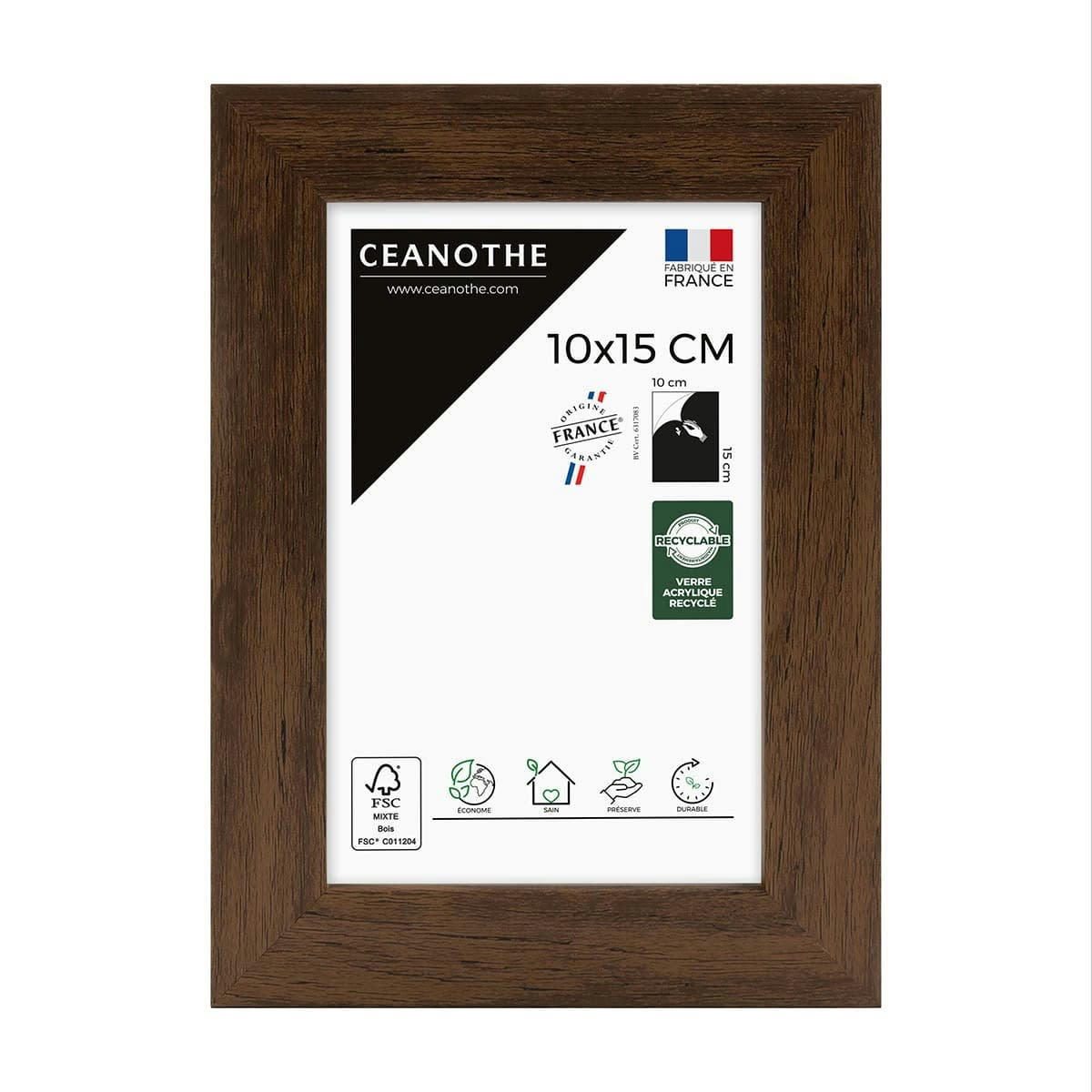 ETERNEL - Cadre photo design ébène bois foncé 10x15 cm bois reconstitué fsc