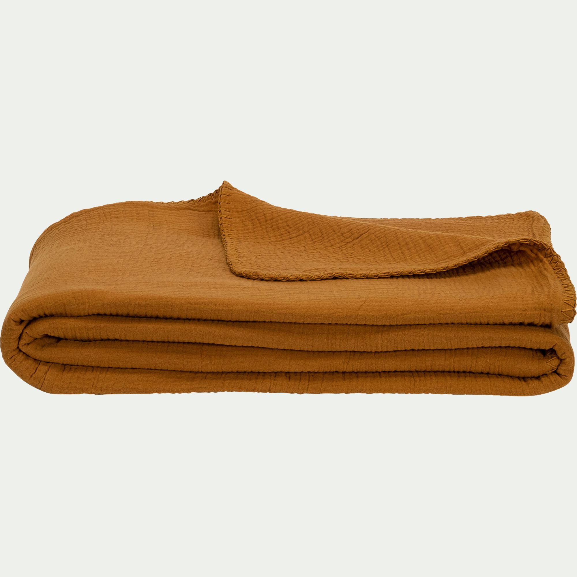 TESSALY - Plaid en gaze de coton - jaune alep 130x170cm