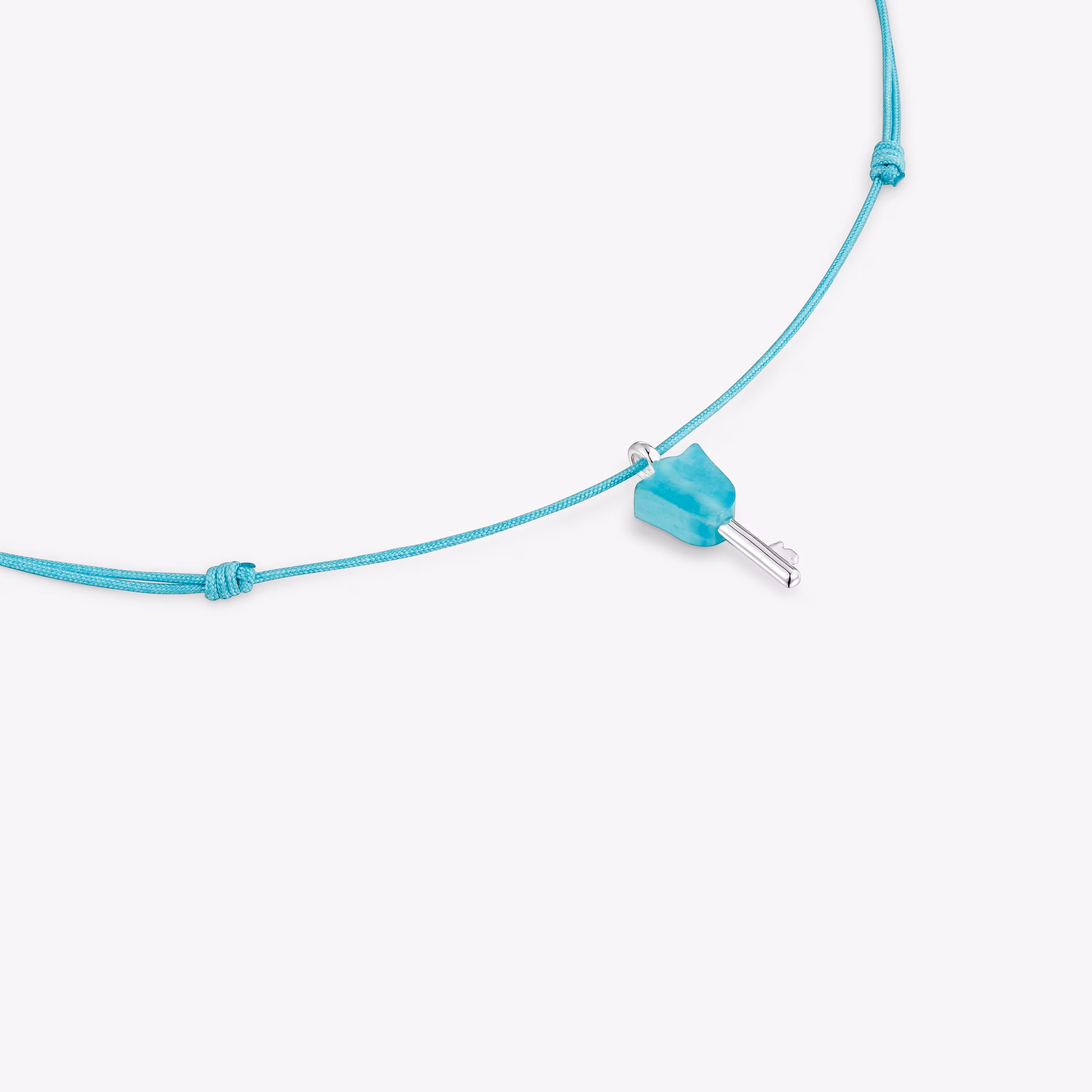Collar de plata, nylon turquesa y amazonita TOUS Unlock