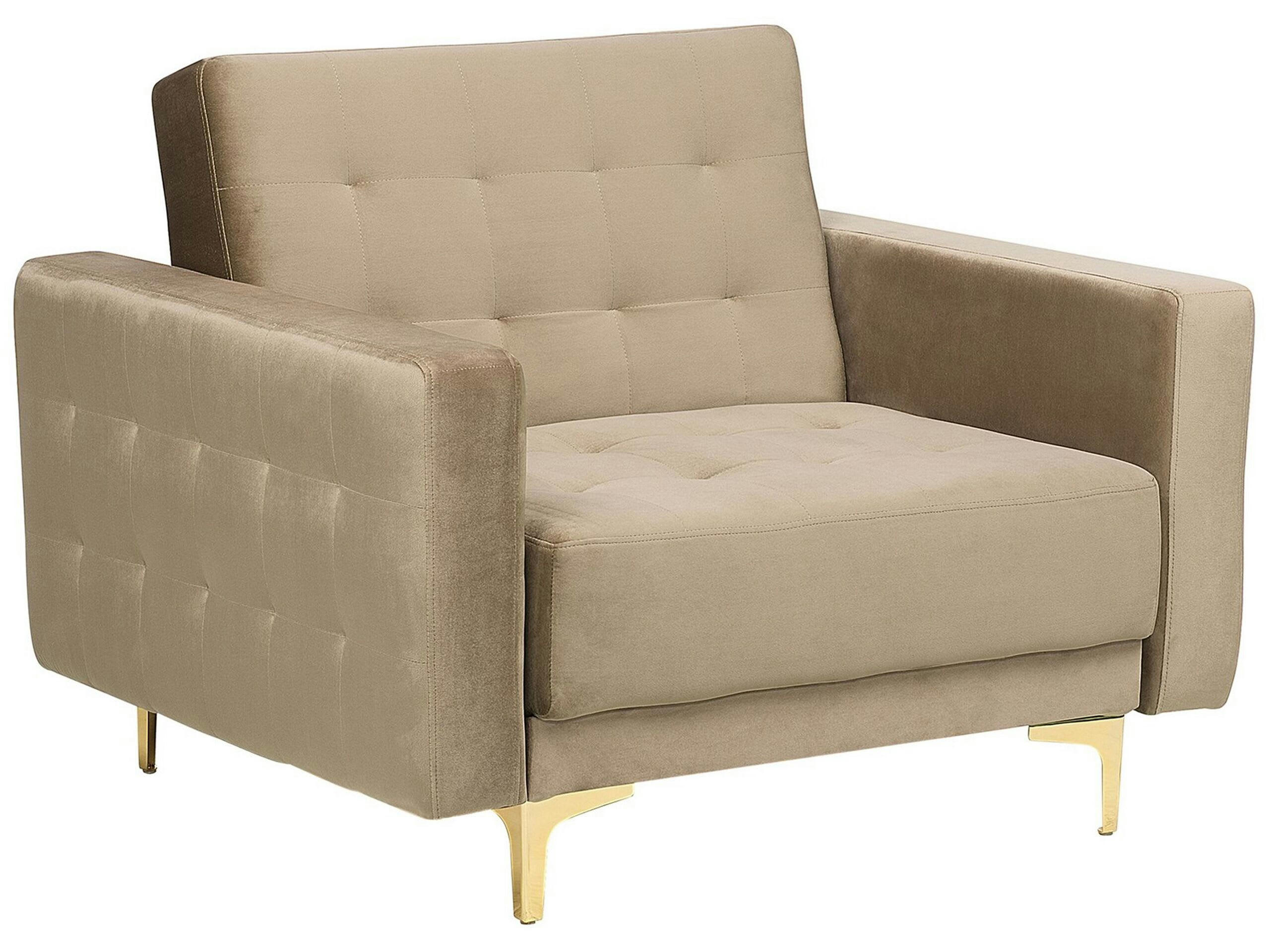 ABERDEEN - Fauteuil en velours beige