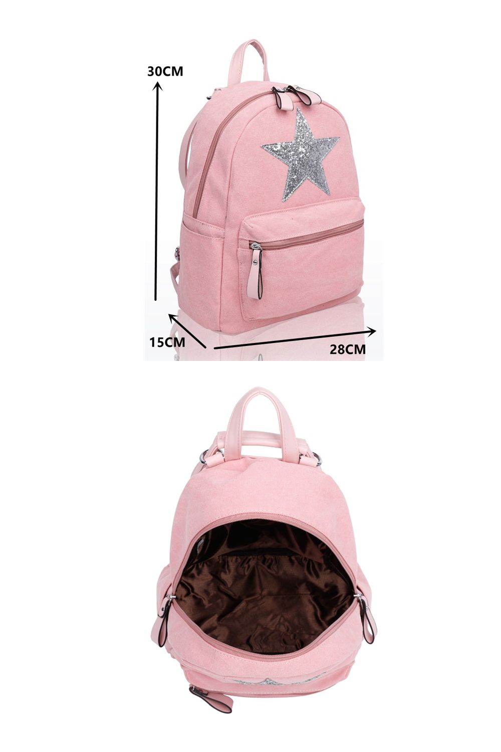 Fontanella Fashion Sparkle Star Canvas Backpack x Rucksack