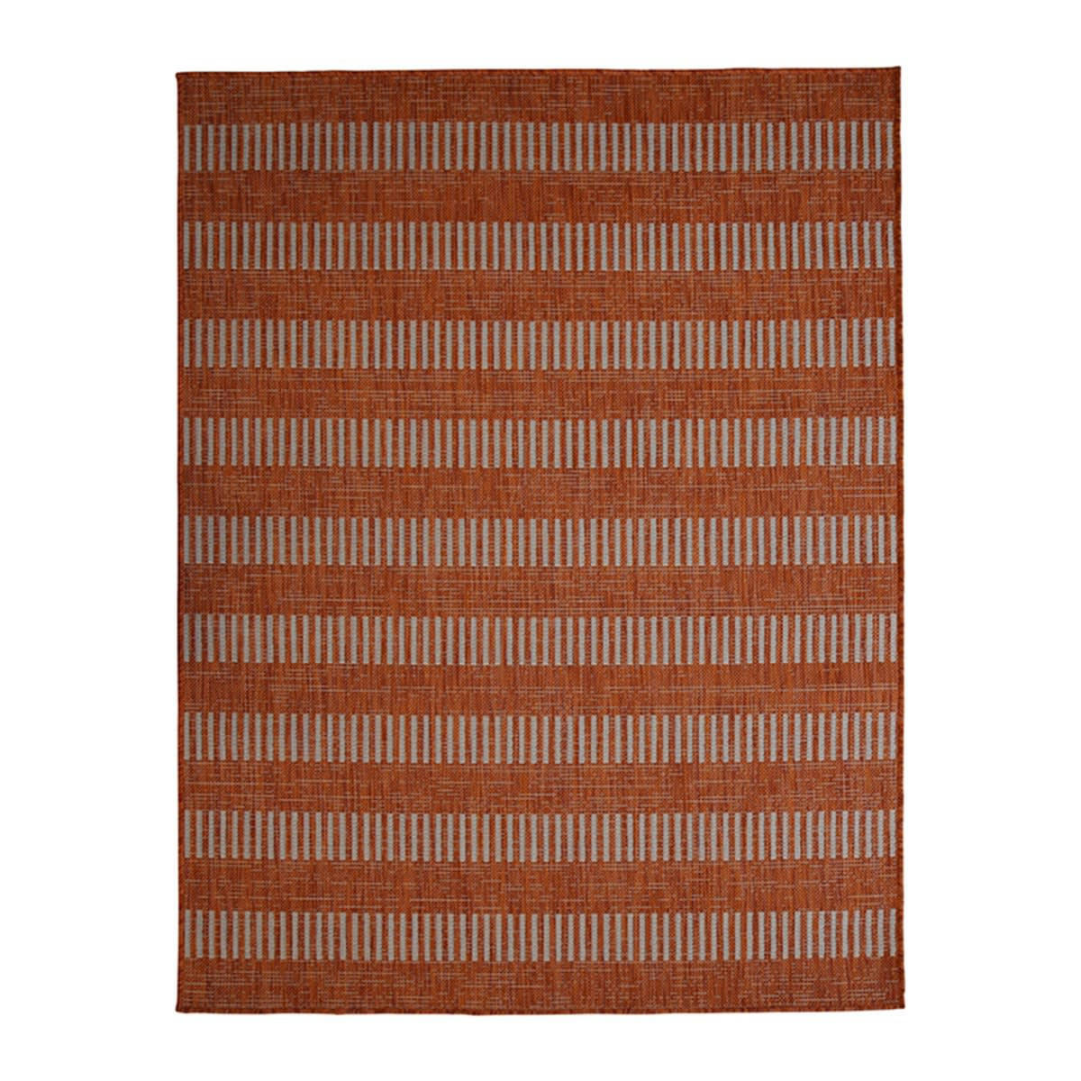 TERRAIN - Tapis intérieur-extérieur aspect jute motif lignes terra cotta 133x170