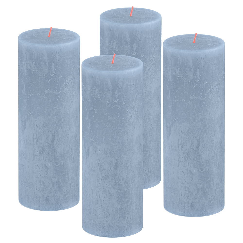 Bolsius rustieke kaarsen - licht blauw - 19cm