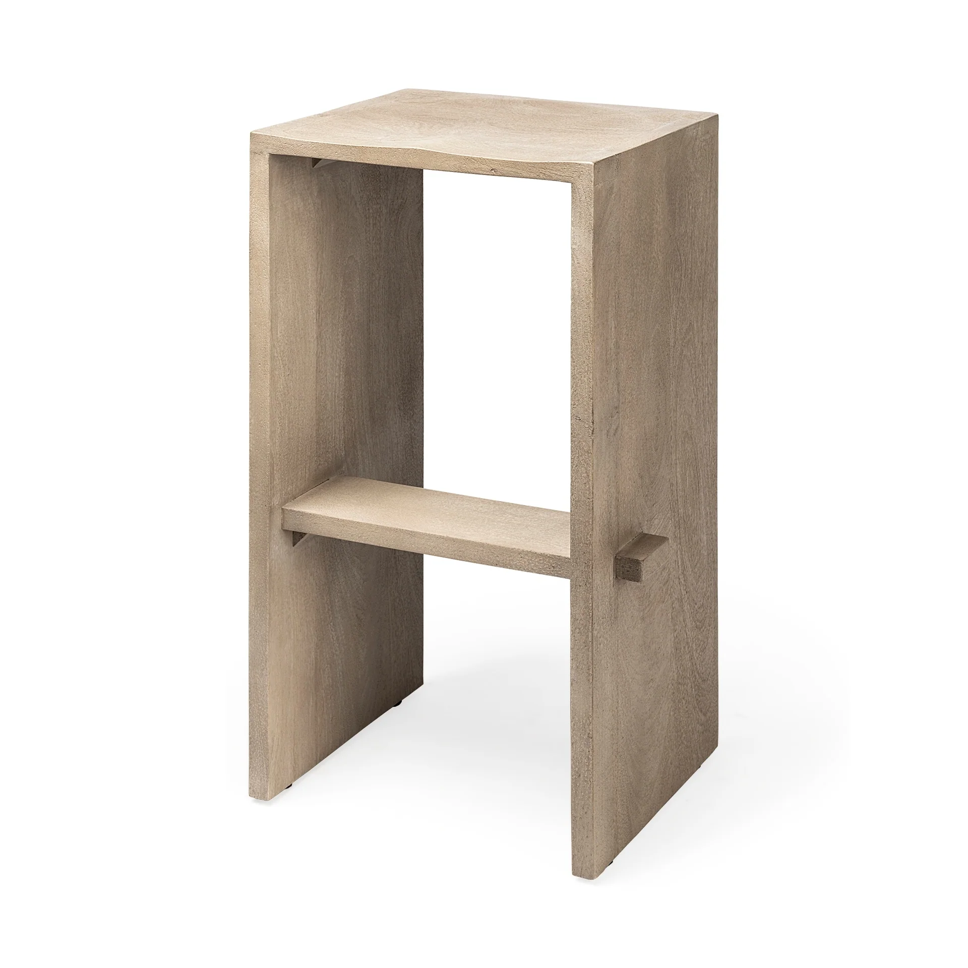 Aida Light Brown Solid Wood Bar Stool