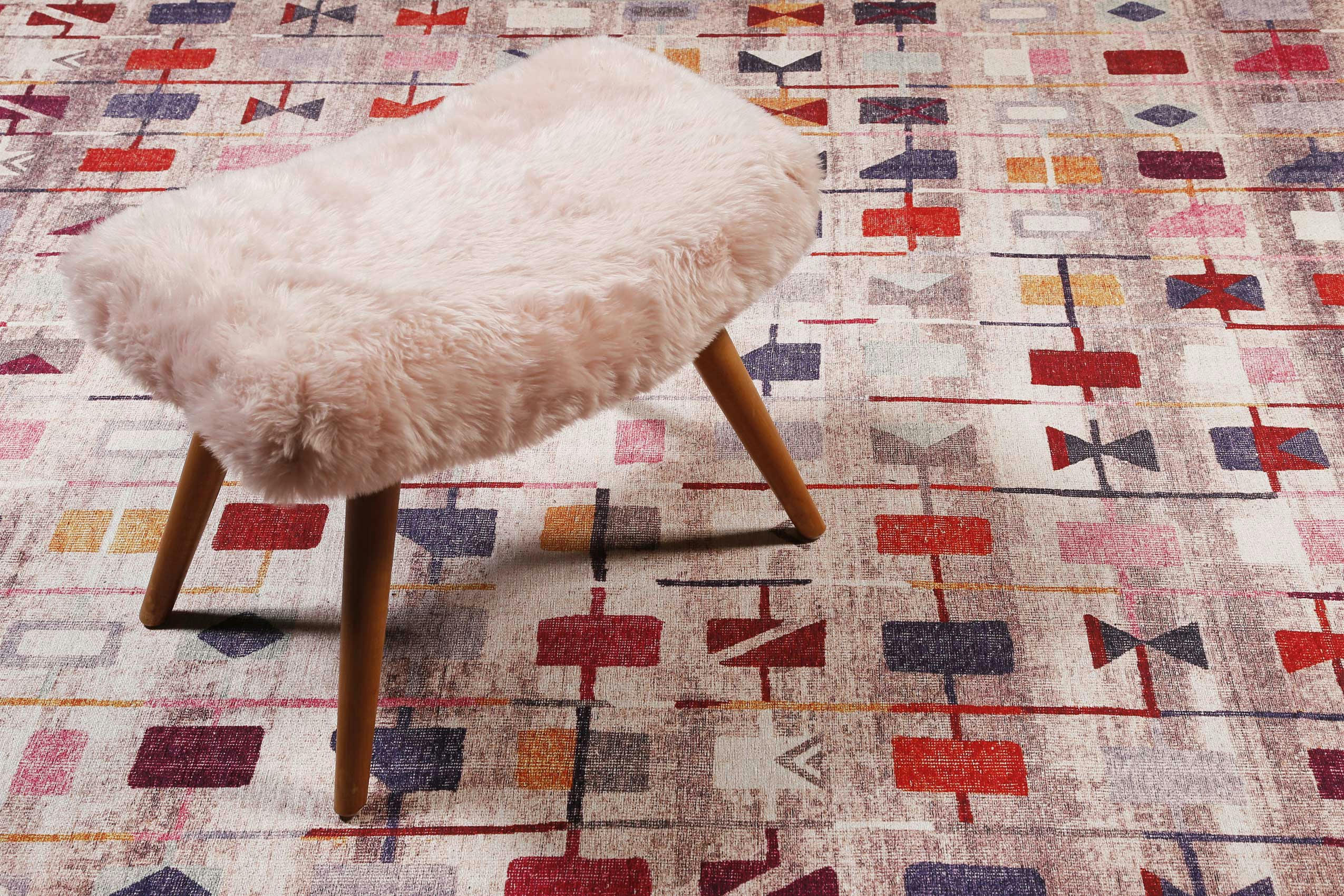 MONOR BEACH - Tapis plat motif géométrique multicolore 160x230