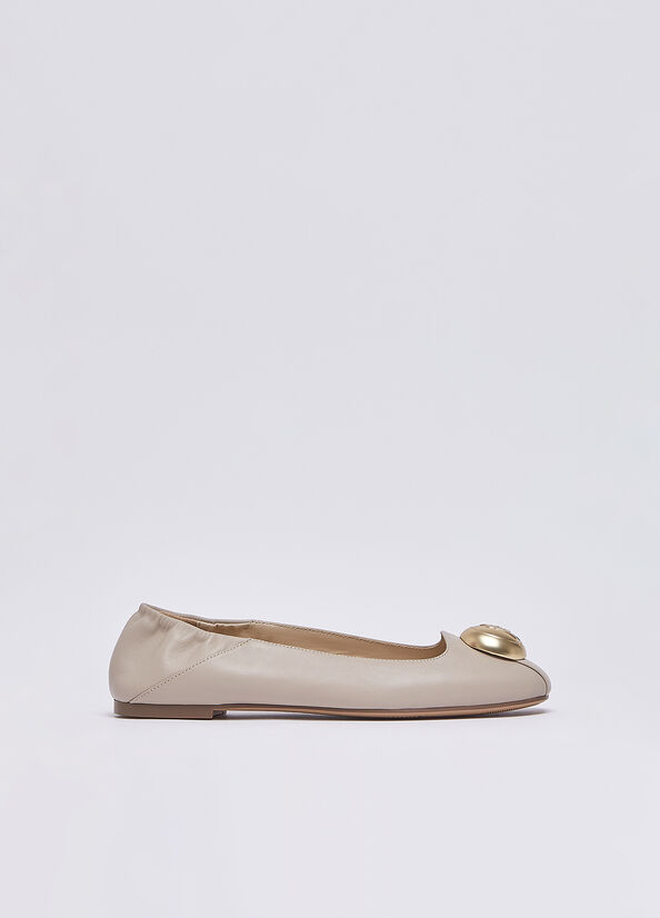 Ballerine in pelle con logo
