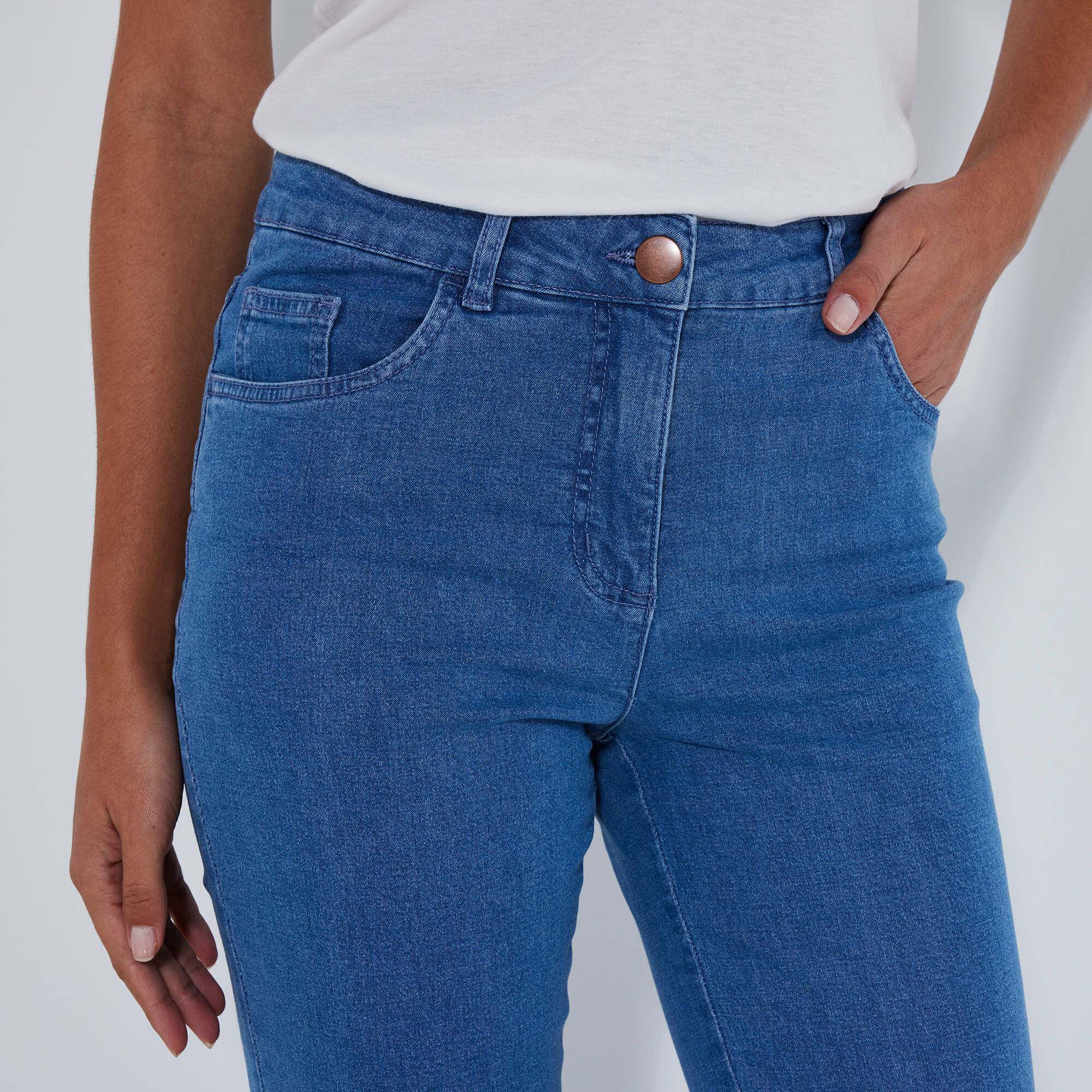 Pantacourt effet ventre plat coton stretch