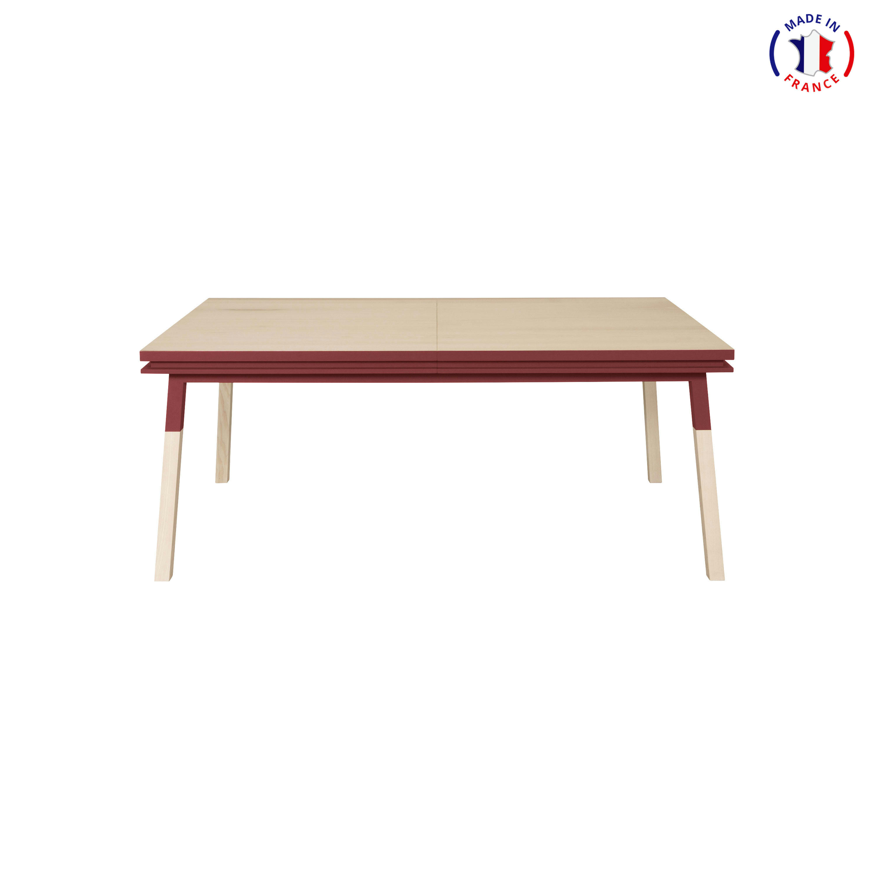 EGEE - Table 180x100 cm en frêne massif, 2 rallonges gris chocolat tanis