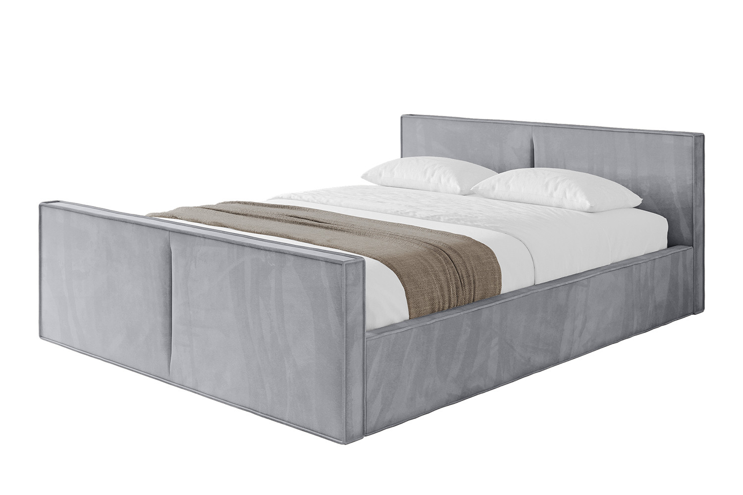 Łóżko tapicerowane z materacem   pojemnik EMMI-v1-Z-120x200 cm Jasnoszary