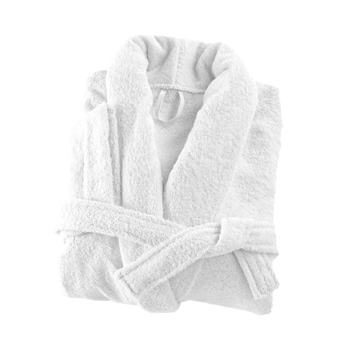 PREMIUM HOMME - Peignoir éponge col chale en coton blanc s