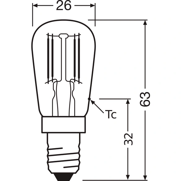 Leuchtmittel, E14, LxBxH: 63x26x26 mm, warmweiß, transparent