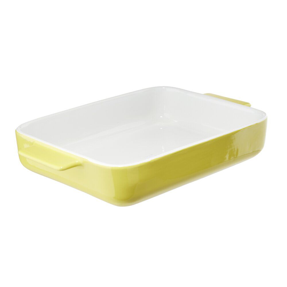 Plat à four rectangulaire céramique contour coloré 32x19,5xH5,5cm (3 modèles)