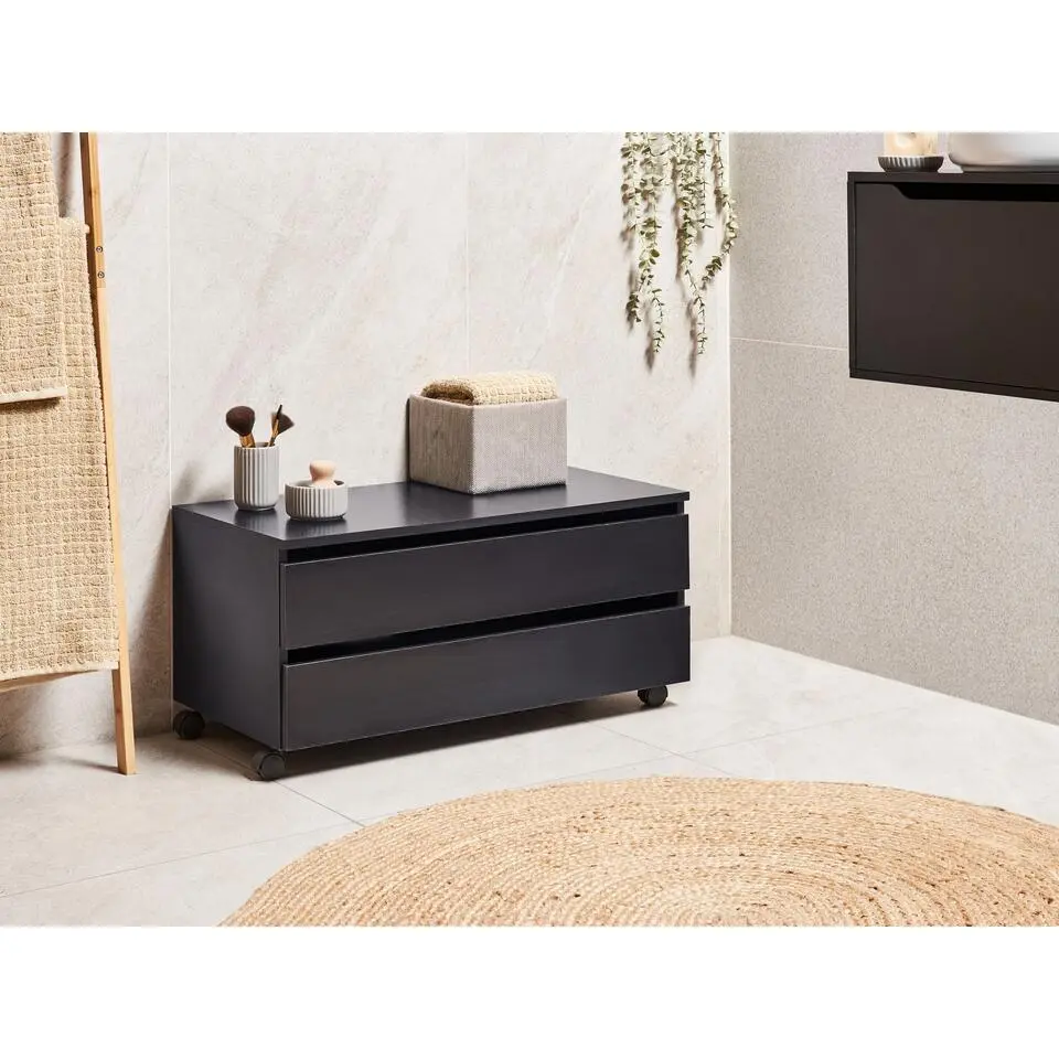 TERESINA - Badkamerkast op wieltjes - Zwart - MDP